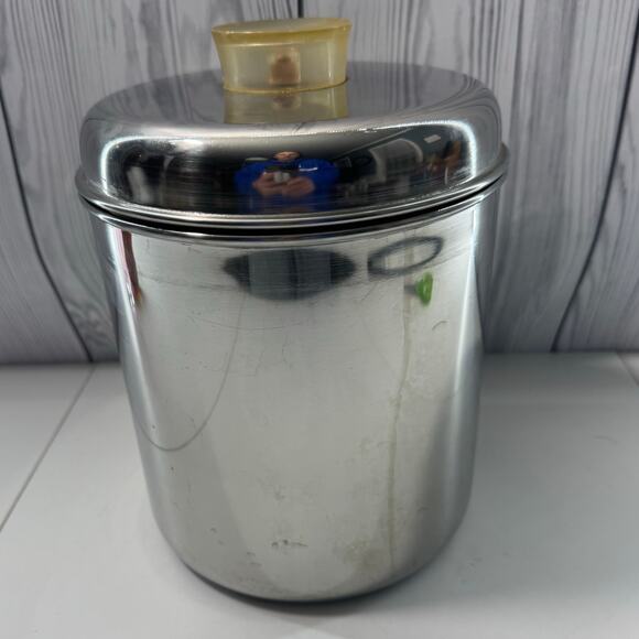 Revere Ware Set 3 Stainless Steel Canisters MCM Lucite Tops Storage Stackable - Picture 3 of 16